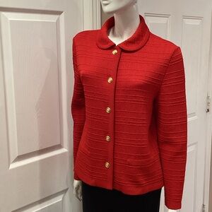Castleberry Red Knit Women's Sweater / Jacket with Gold Buttons